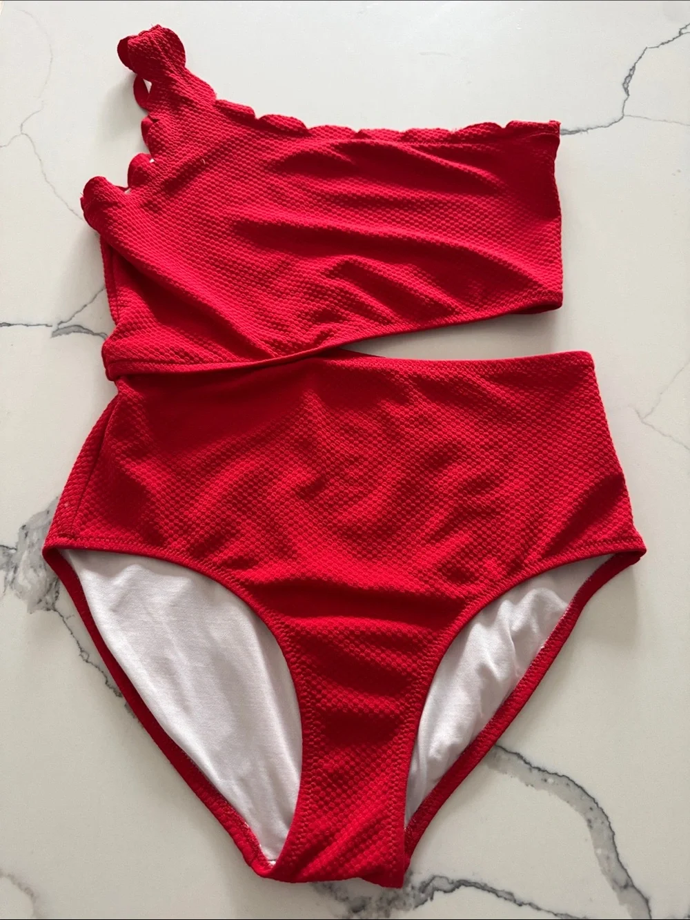 Old Navy Red One-Shoulder Kids Swim One-Piece